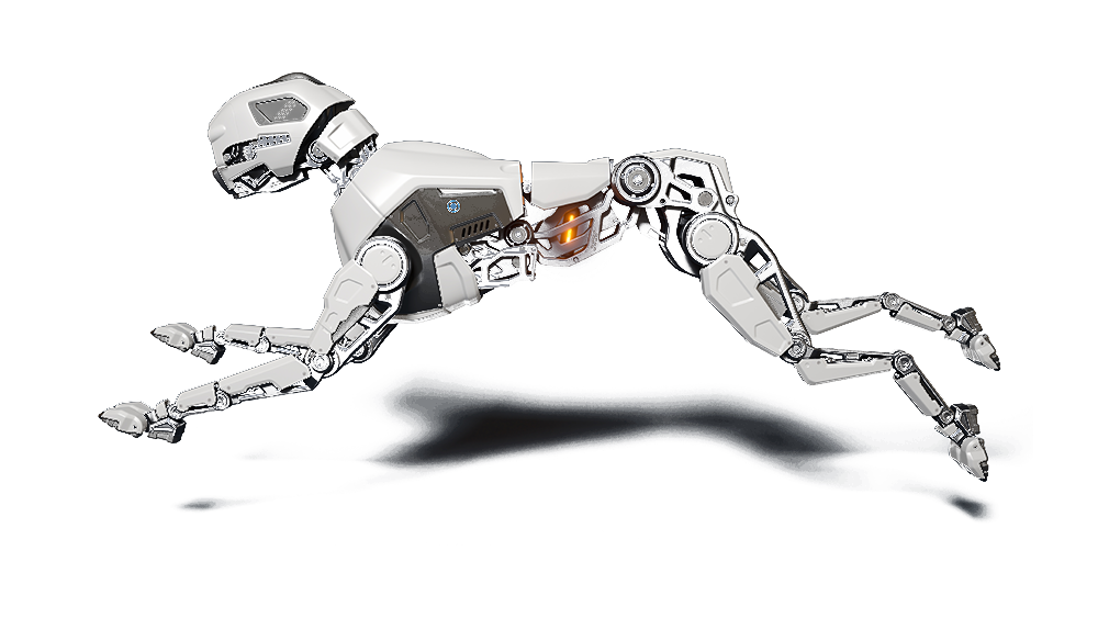 robot dog runs on a gray background LSHK5T2